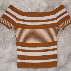 Gold and white off the shoulders crop top